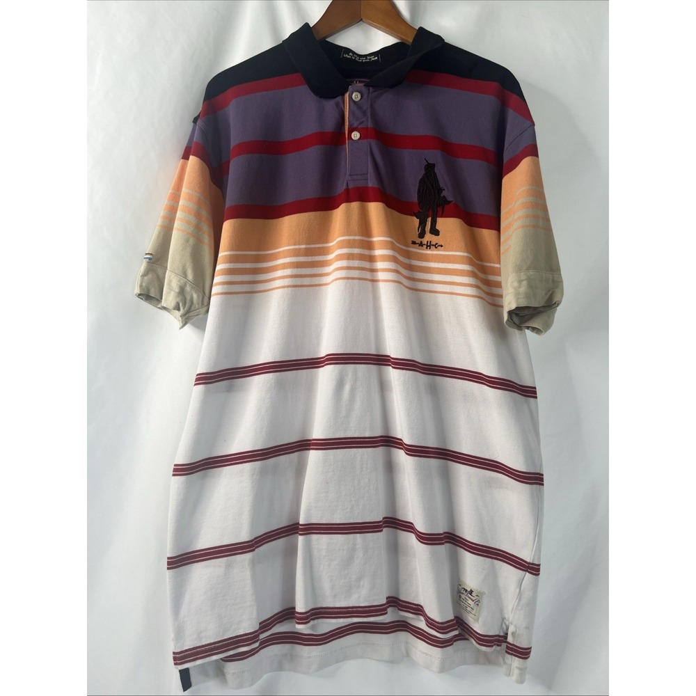 AKOO‎ Polo Shirt Mens 4XL Colorblock Retro Embroidered Fits Small READ